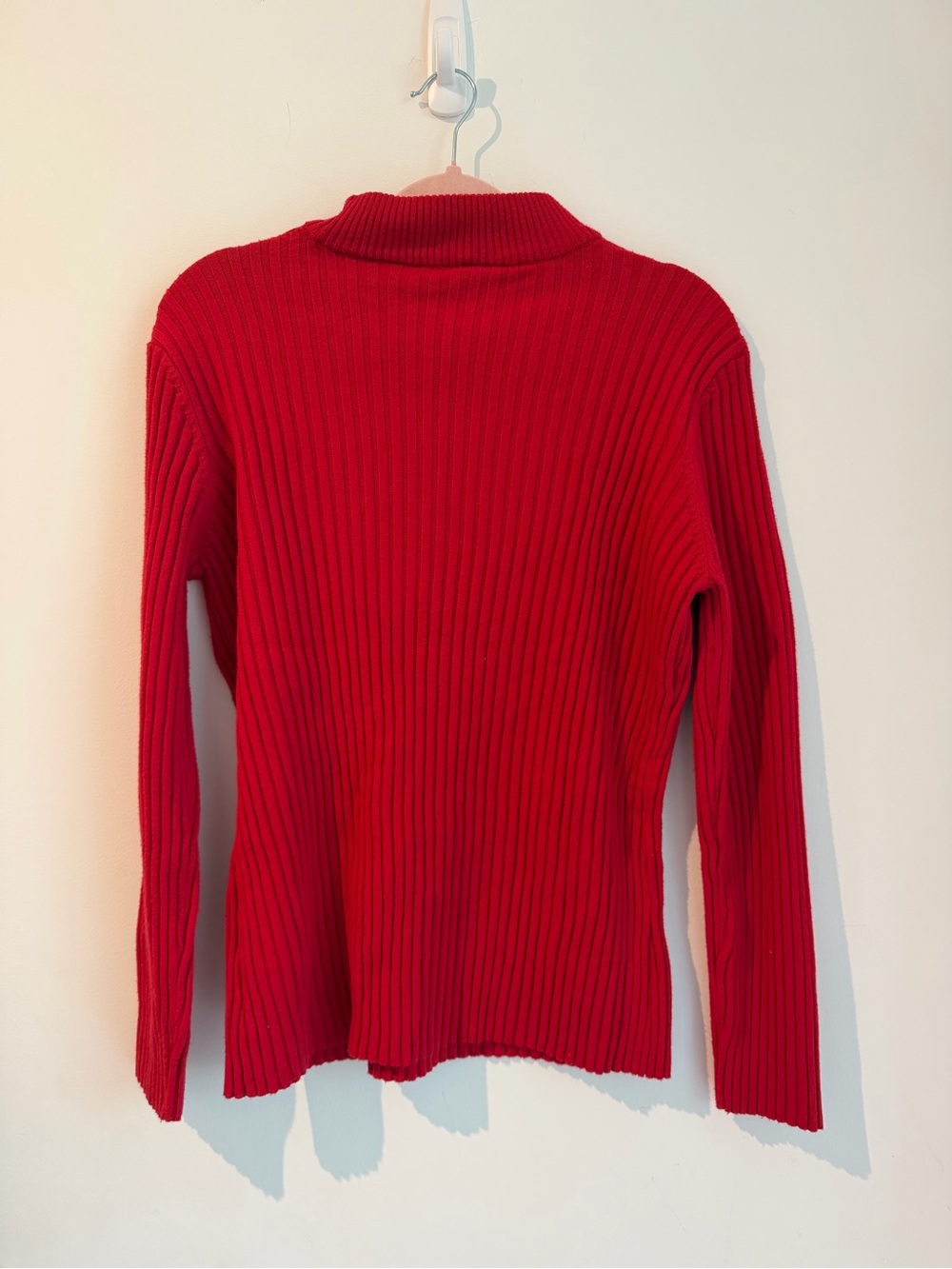 bebe Red Ribbed Mock Neck Sweater - Picture 3 of 4